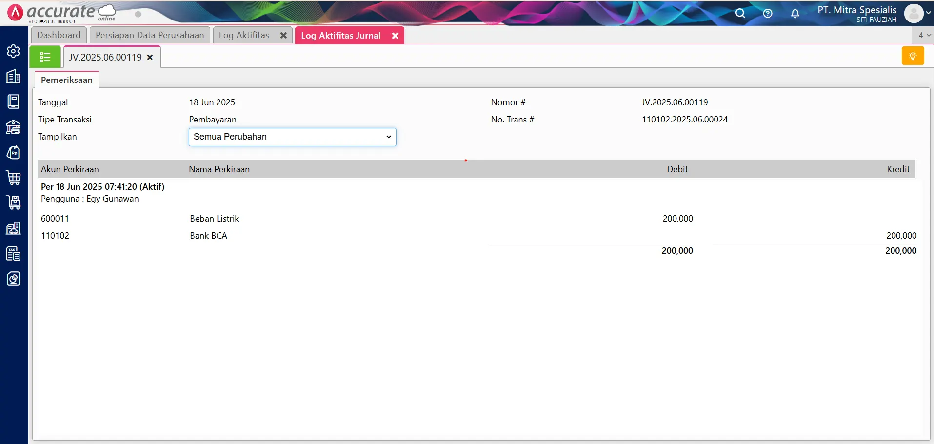 Cara Membaca Log Aktivitas